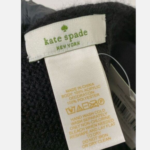 BF SALE Kate Spade Black Cream Grosgrain Bows Muffler Scarf NWT - Picture 4 of 4
